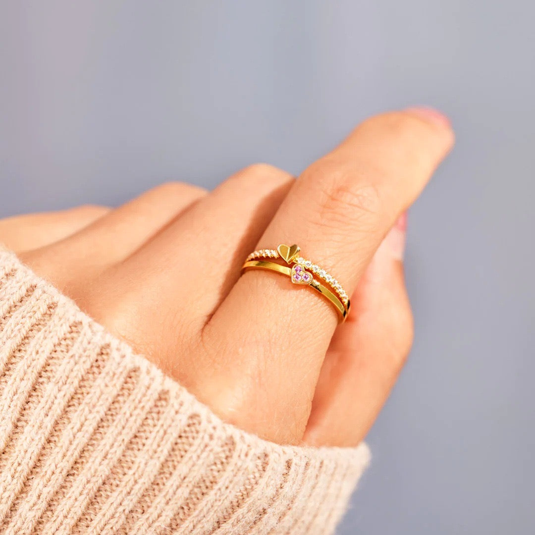 Mother & Daughter - Double heart Ring