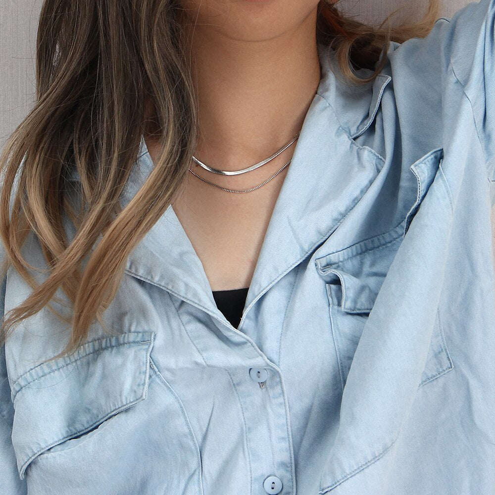 Gelaagde Visgraatketting Isa | 925 Sterling Zilver