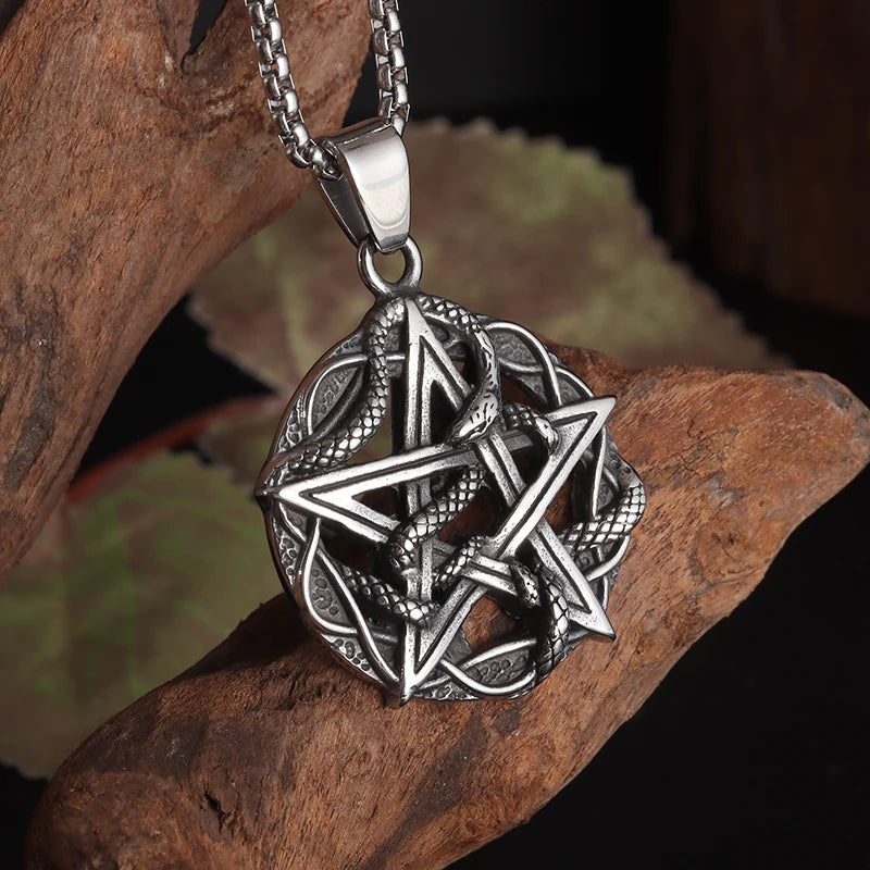 Snake Pentagram Necklace Wicca