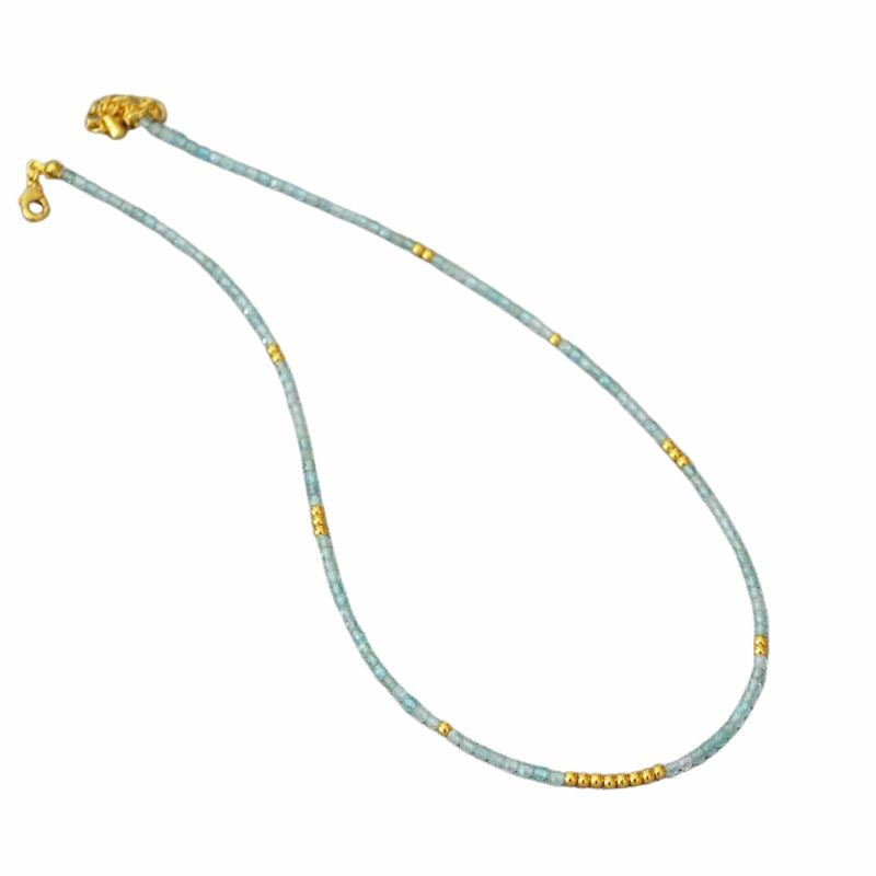 Luna Zeeblauwe Kralen Clavicula Ketting |