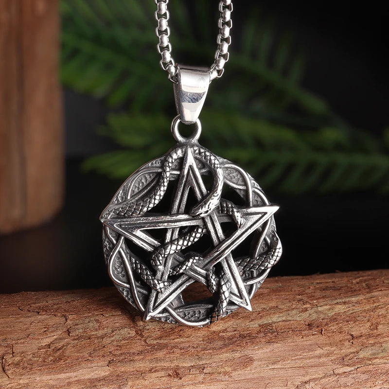 Snake Pentagram Necklace Wicca