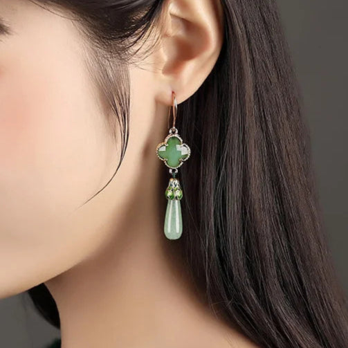 Lucky Green Earrings | Groen en Gouden Jade  Oorbellen