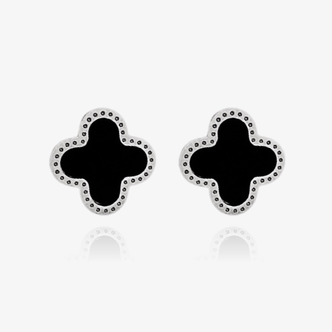 Dainty Clover Stud Earrings Black