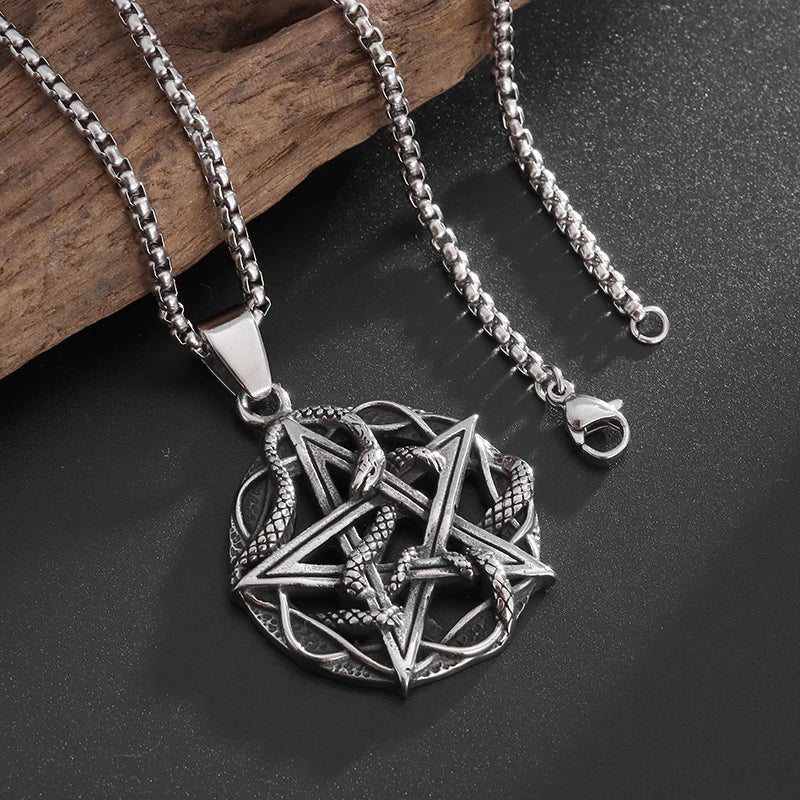 Snake Pentagram Necklace Wicca