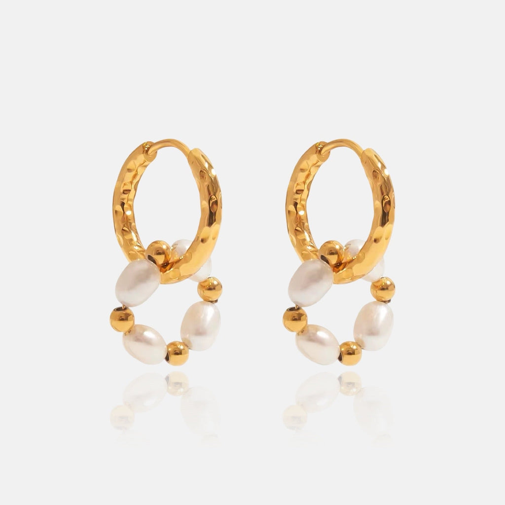 Molten Pearl Hoop Earrings