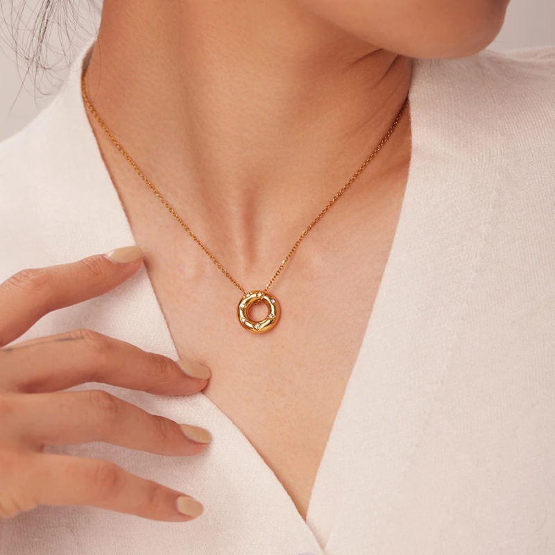 Goud Vergulde Zirkonia Hanger Ketting - Kate | 14k Verguld Goud