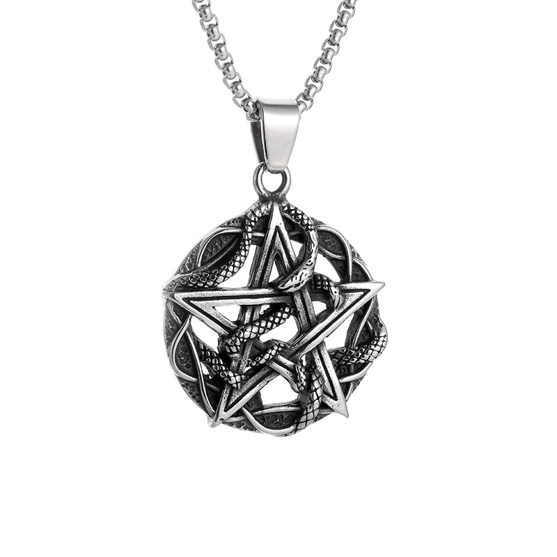 Snake Pentagram Necklace Wicca