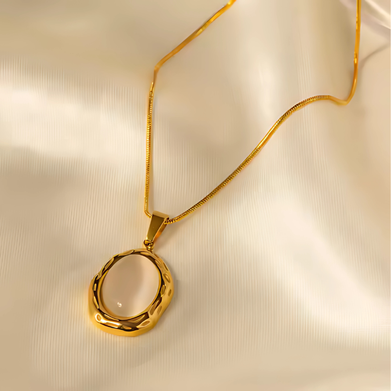 Kattenoog-Opaalketting | 14k Verguld Goud