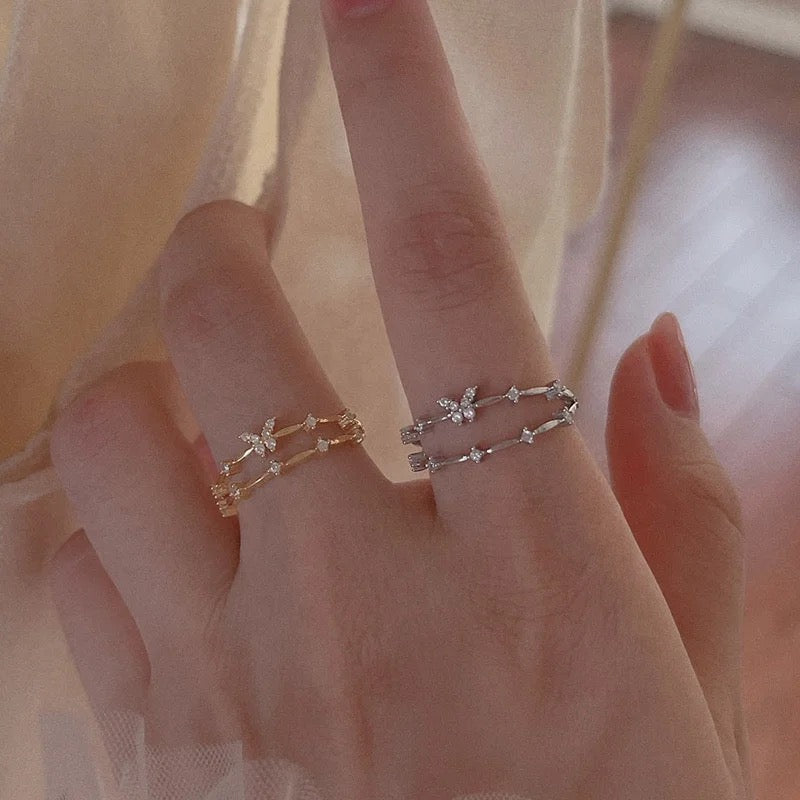 Dainty Butterfly Double Ring