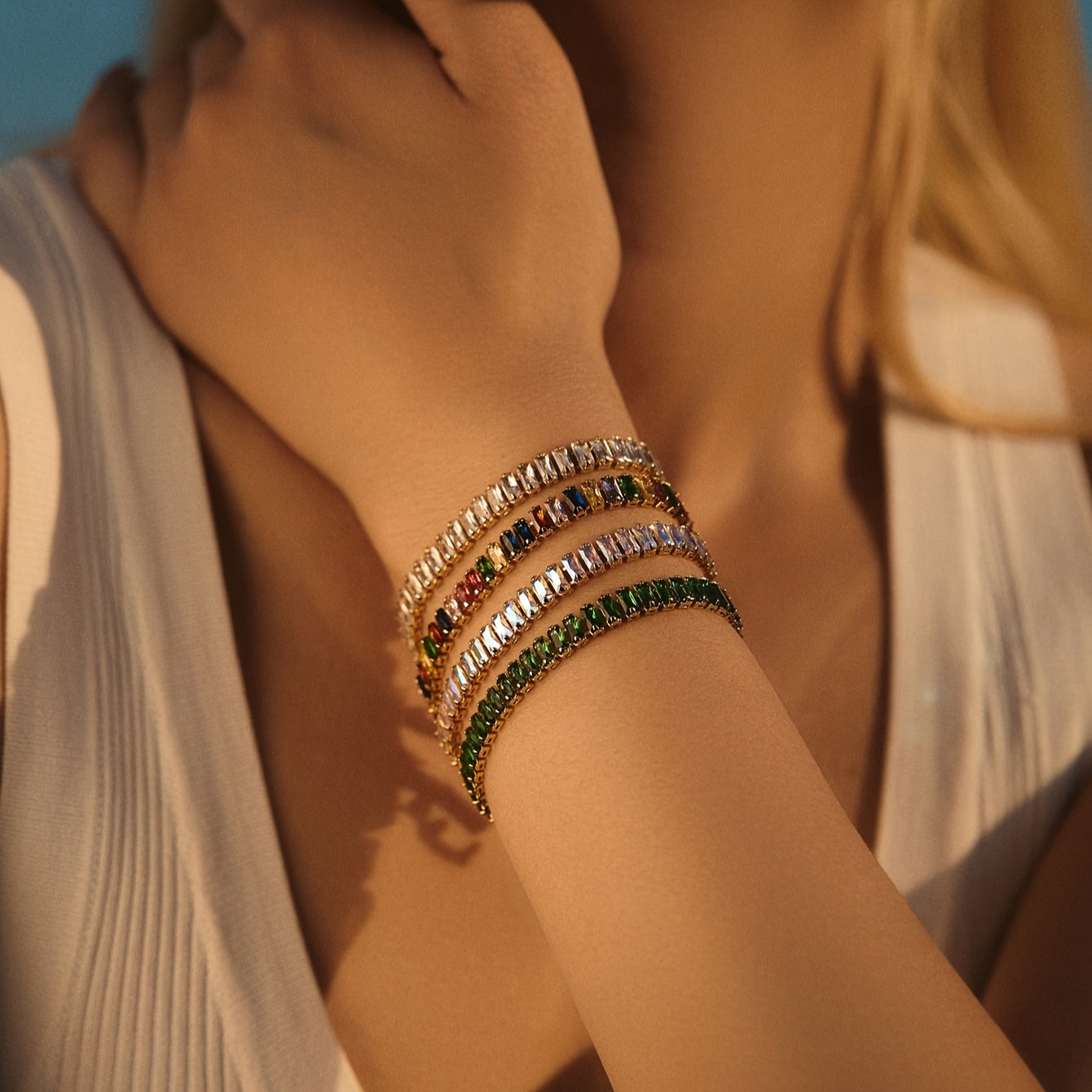 Cubic Luxe | Luxe Tennis Armband Met Zirconia | Vierkant en Rechthoekig Design - Perfect Cadeau Voor Vakantie of Feest