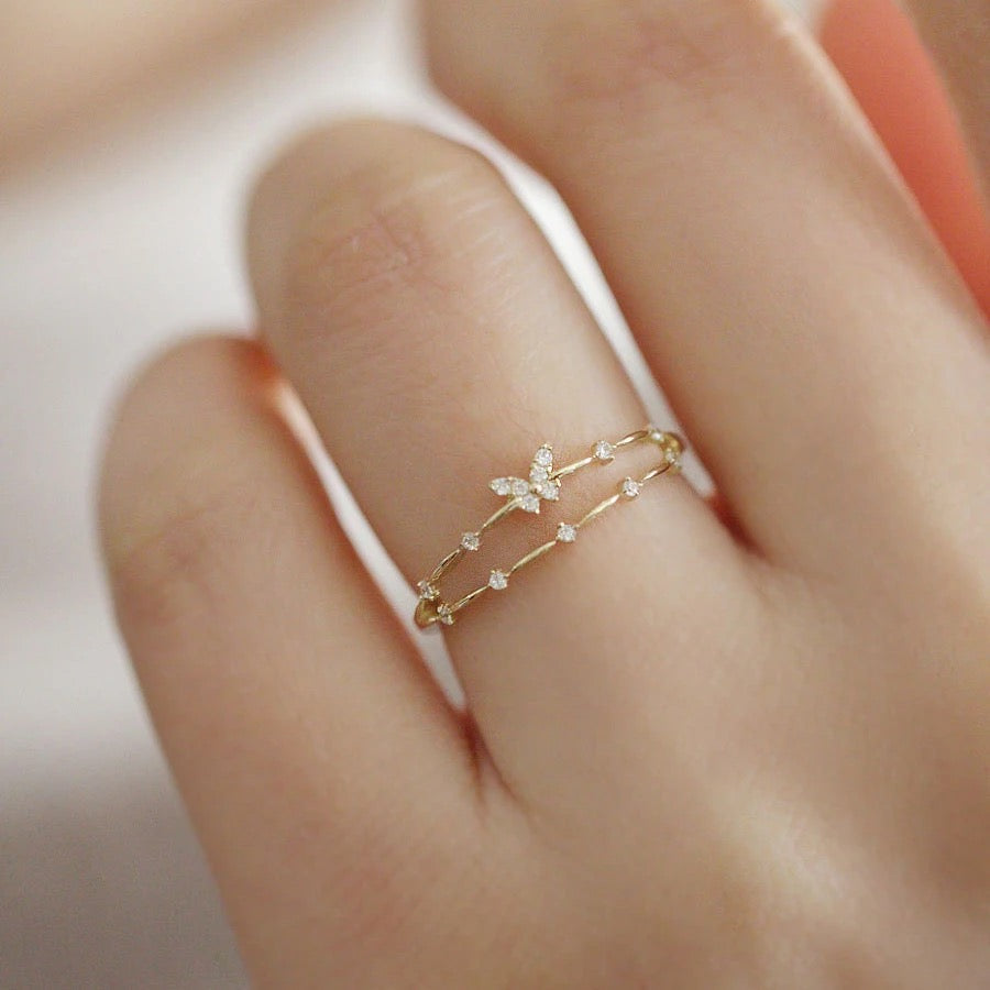Dainty Butterfly Double Ring