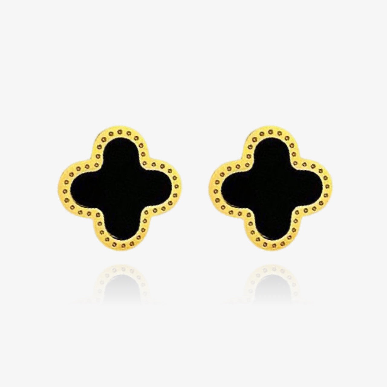 Dainty Clover Stud Earrings Black