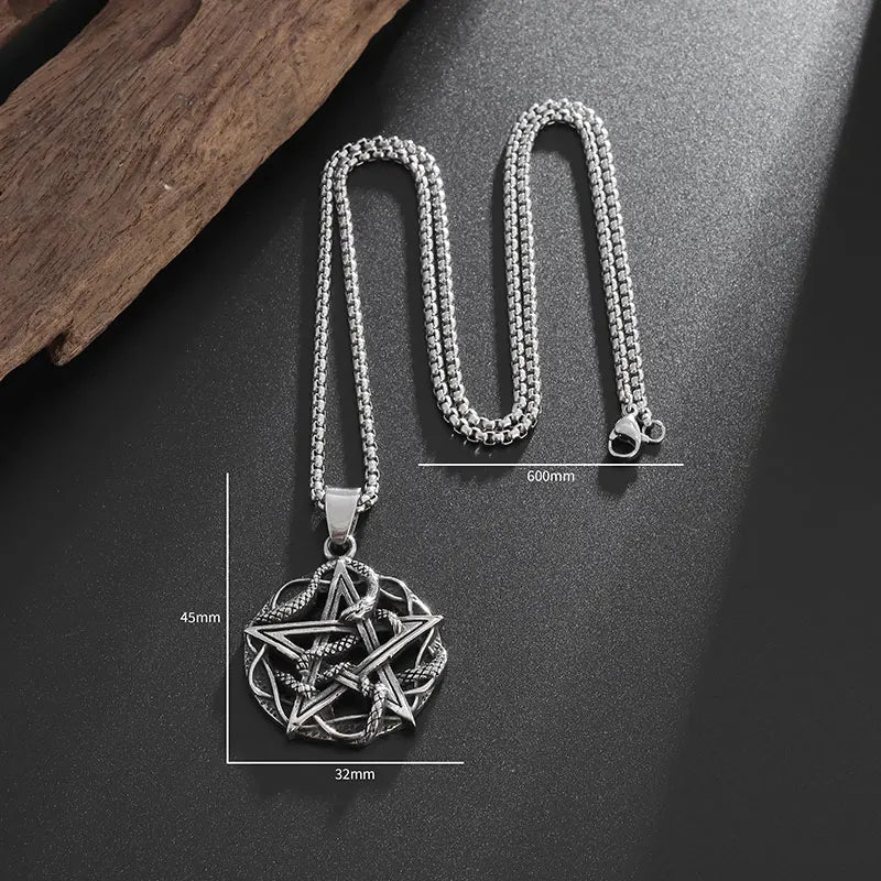 Snake Pentagram Necklace Wicca