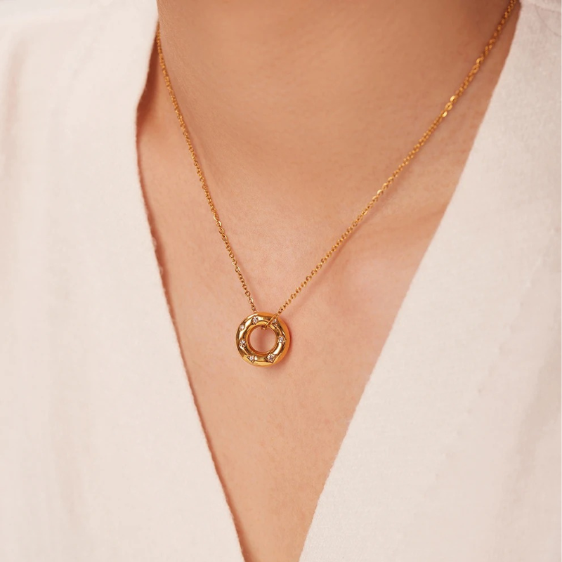 Goud Vergulde Zirkonia Hanger Ketting - Kate | 14k Verguld Goud