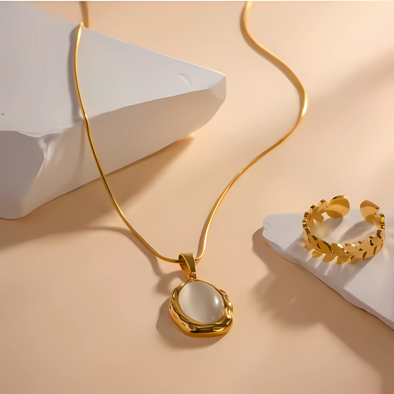 Kattenoog-Opaalketting | 14k Verguld Goud
