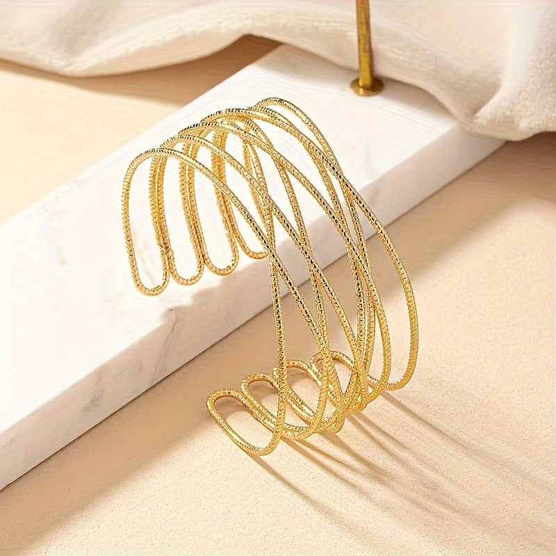 Unique Cross Line Design Cuff Bangle Cuff Bracelet Iron 18K Gold Plated Jewelry Vintage Elegant Style For Women Gift