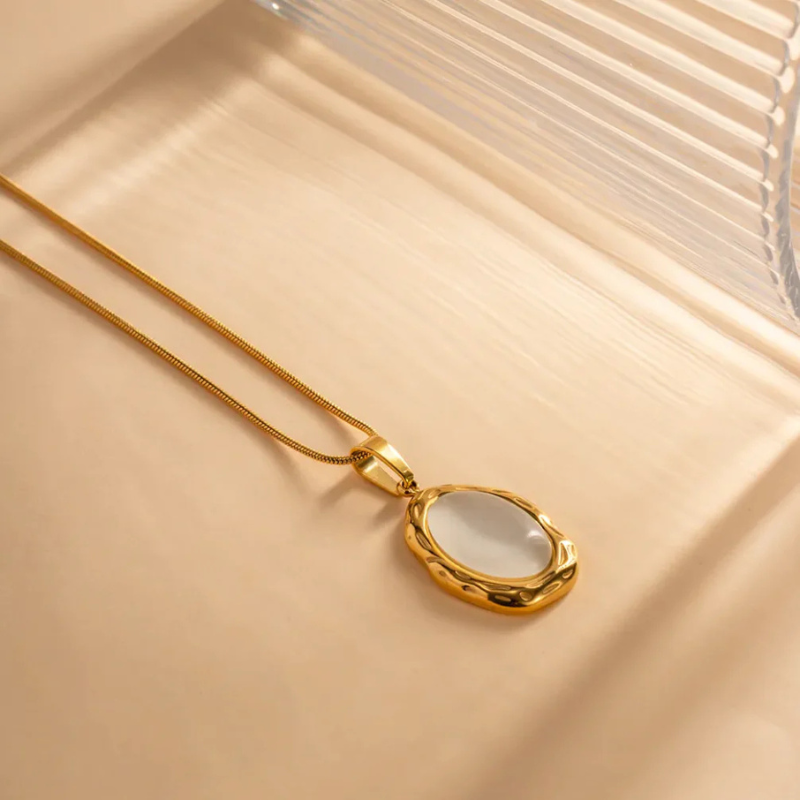 Kattenoog-Opaalketting | 14k Verguld Goud