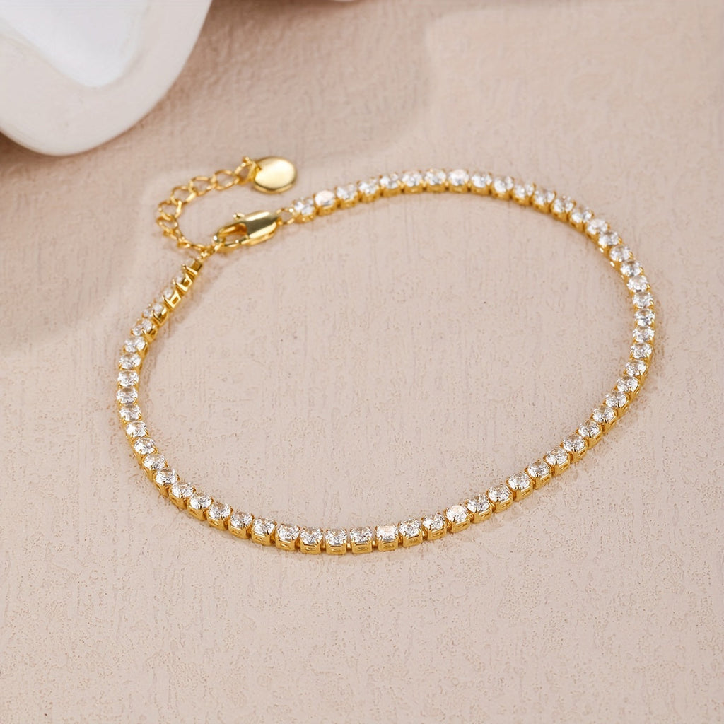 Brillance Éternelle | Hoogwaardige Tennis Armband | Vergulde Koper Met Sprankelende Zirconia - Perfect Cadeau Voor Moeder of Diploma