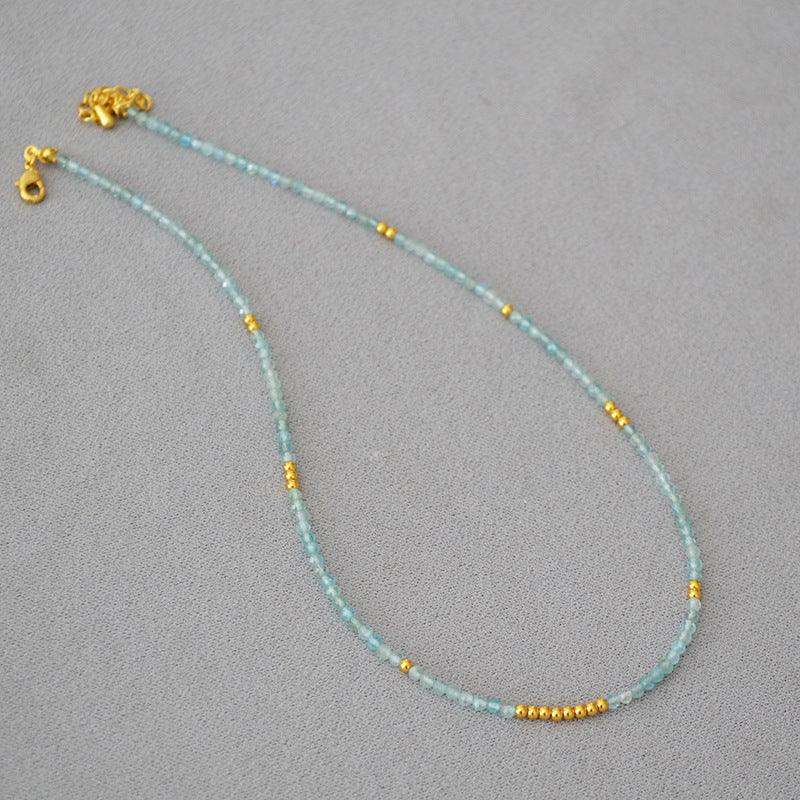 Luna Zeeblauwe Kralen Clavicula Ketting |