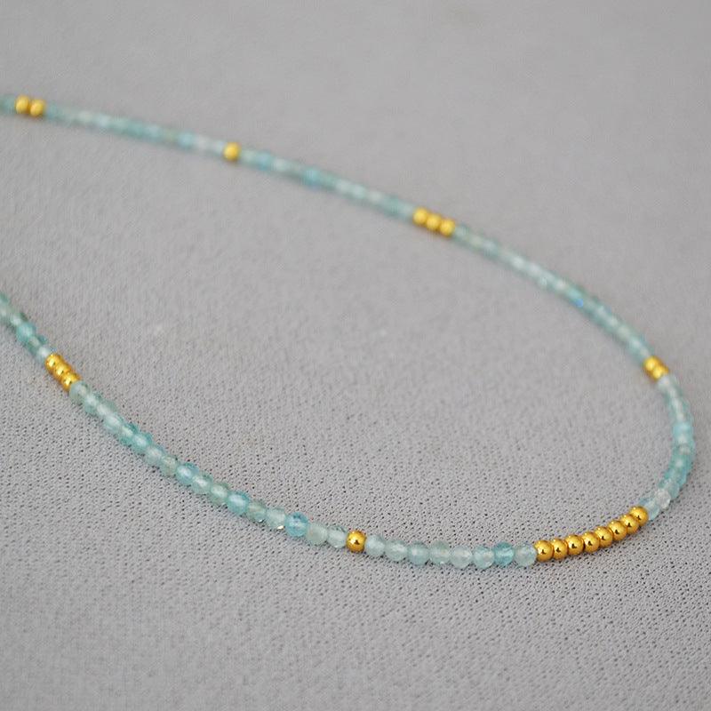 Luna Zeeblauwe Kralen Clavicula Ketting |