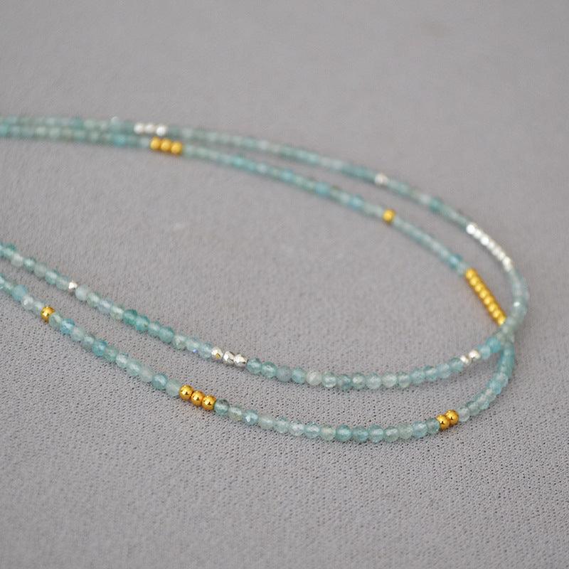 Luna Zeeblauwe Kralen Clavicula Ketting |