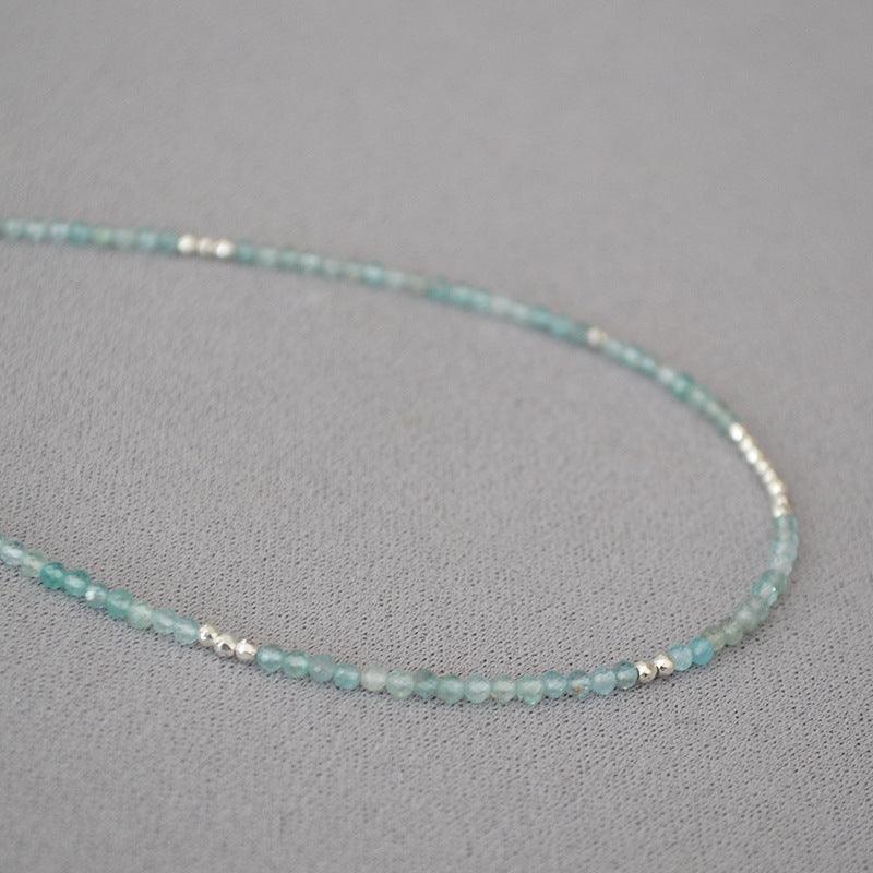 Luna Zeeblauwe Kralen Clavicula Ketting |