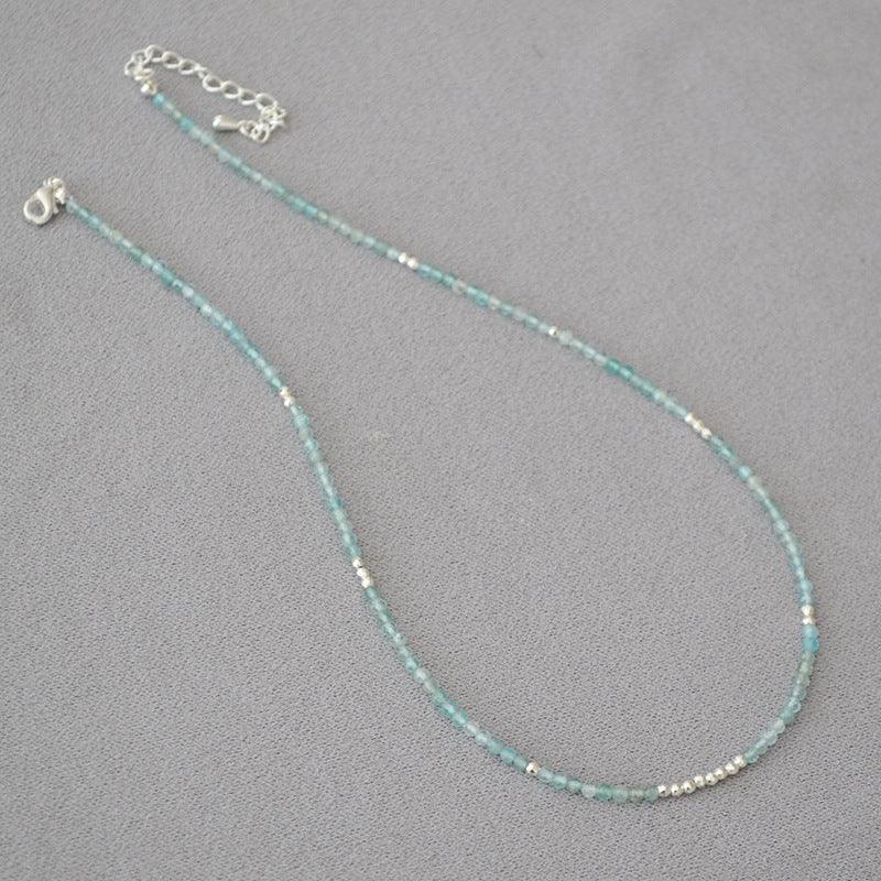 Luna Zeeblauwe Kralen Clavicula Ketting |