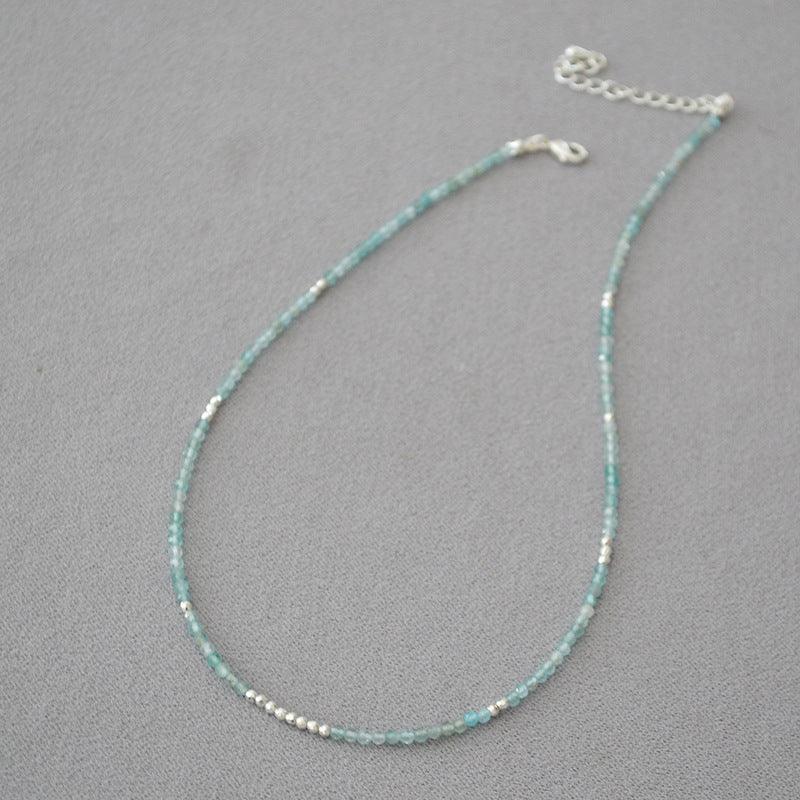 Luna Zeeblauwe Kralen Clavicula Ketting |