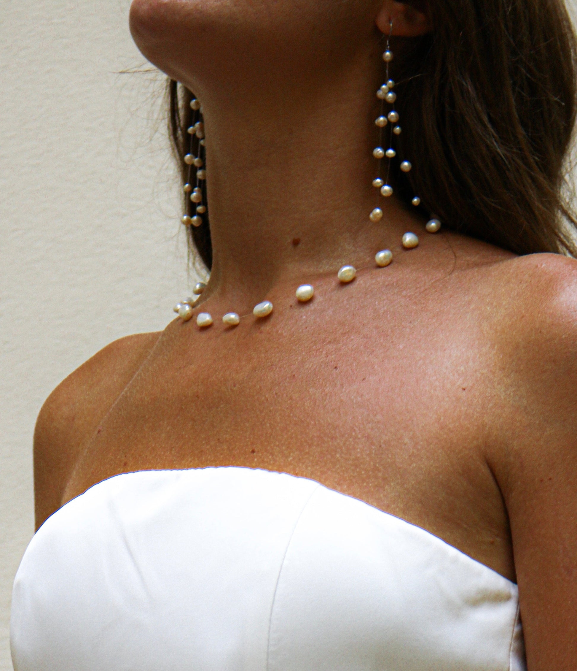 Floating Natural Pearl Earrings