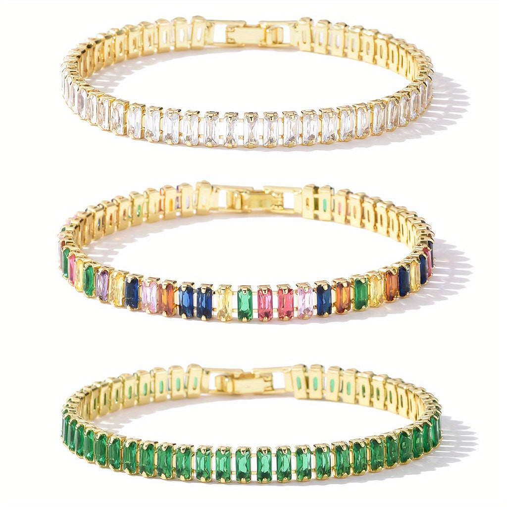 Cubic Luxe | Luxe Tennis Armband Met Zirconia | Vierkant en Rechthoekig Design - Perfect Cadeau Voor Vakantie of Feest