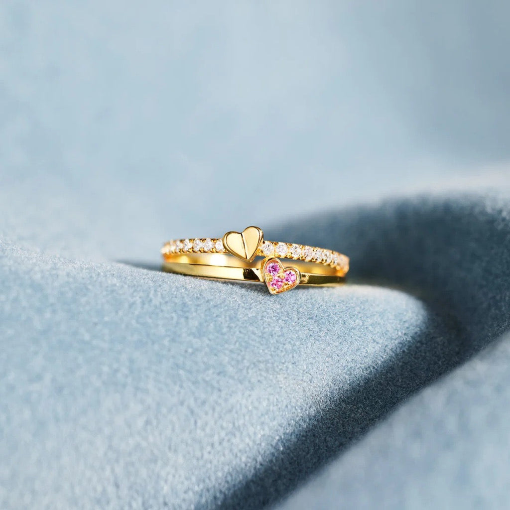 Mother & Daughter - Double heart Ring