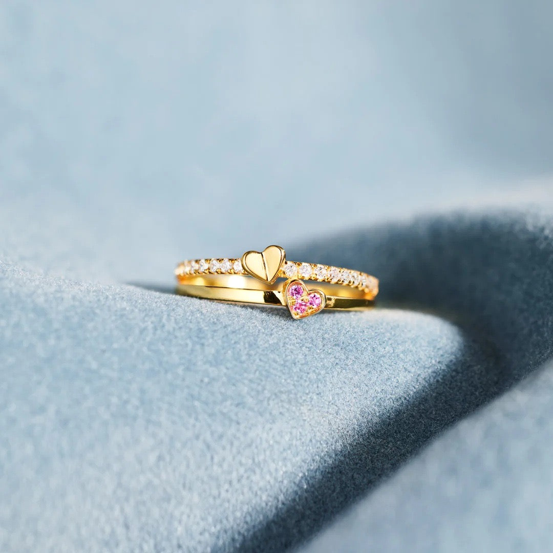 Mother & Daughter - Double heart Ring