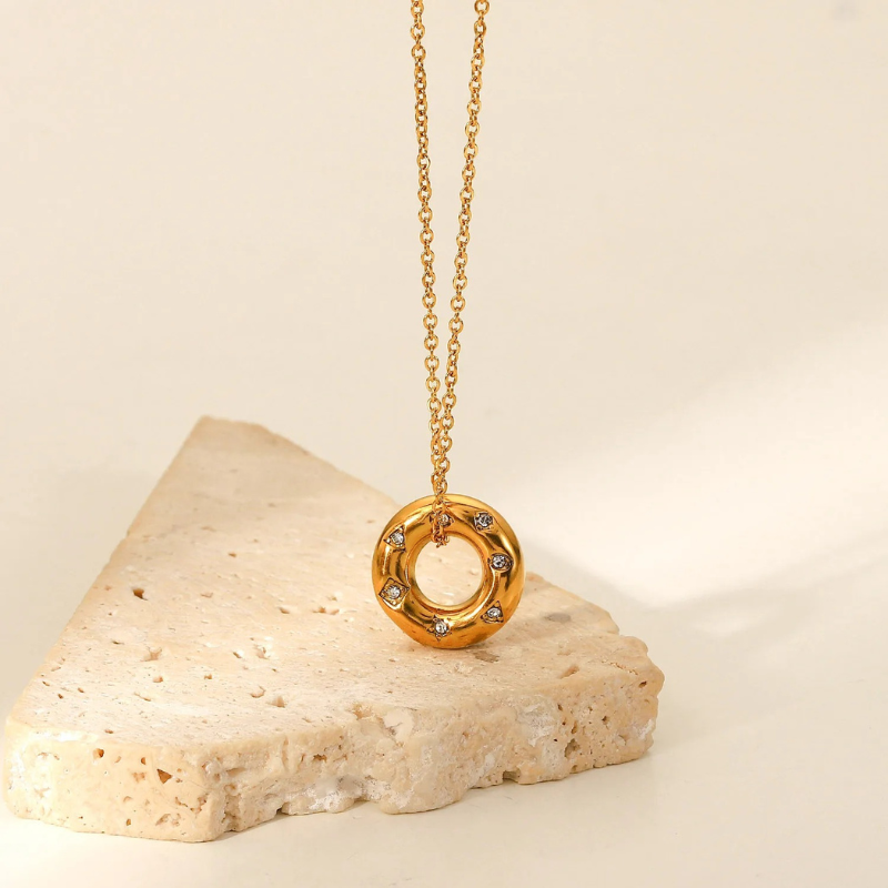 Goud Vergulde Zirkonia Hanger Ketting - Kate | 14k Verguld Goud