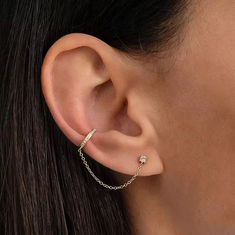 Diamond Cuff Earring Sterling Silver