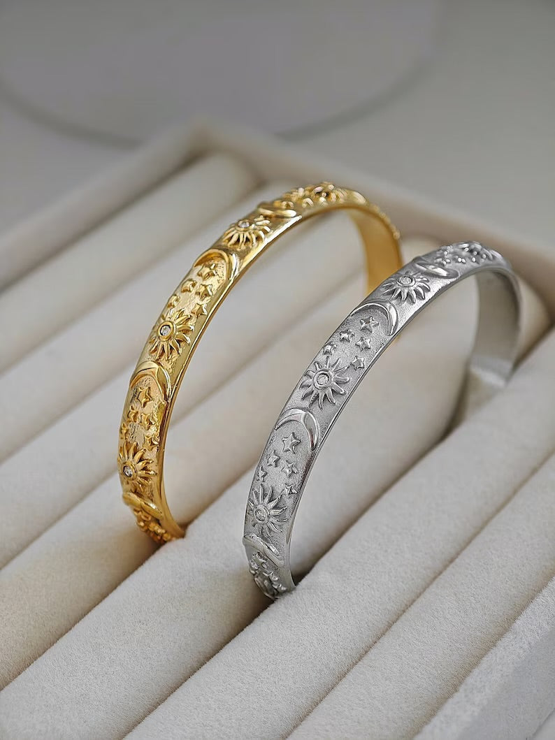 Sun And Moon Bangle Bracelet