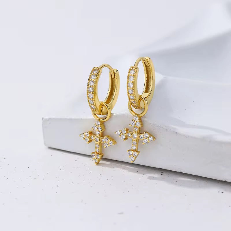 Cross Earrings Sterling Silver
