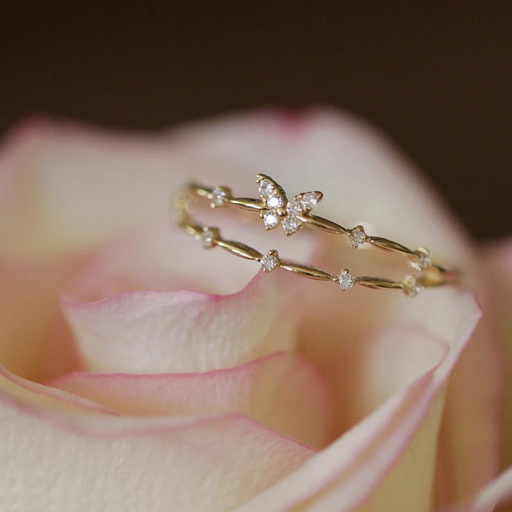 Dainty Butterfly Double Ring