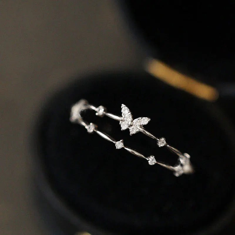 Dainty Butterfly Double Ring