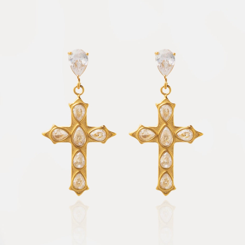 Cross Diamante Earrings