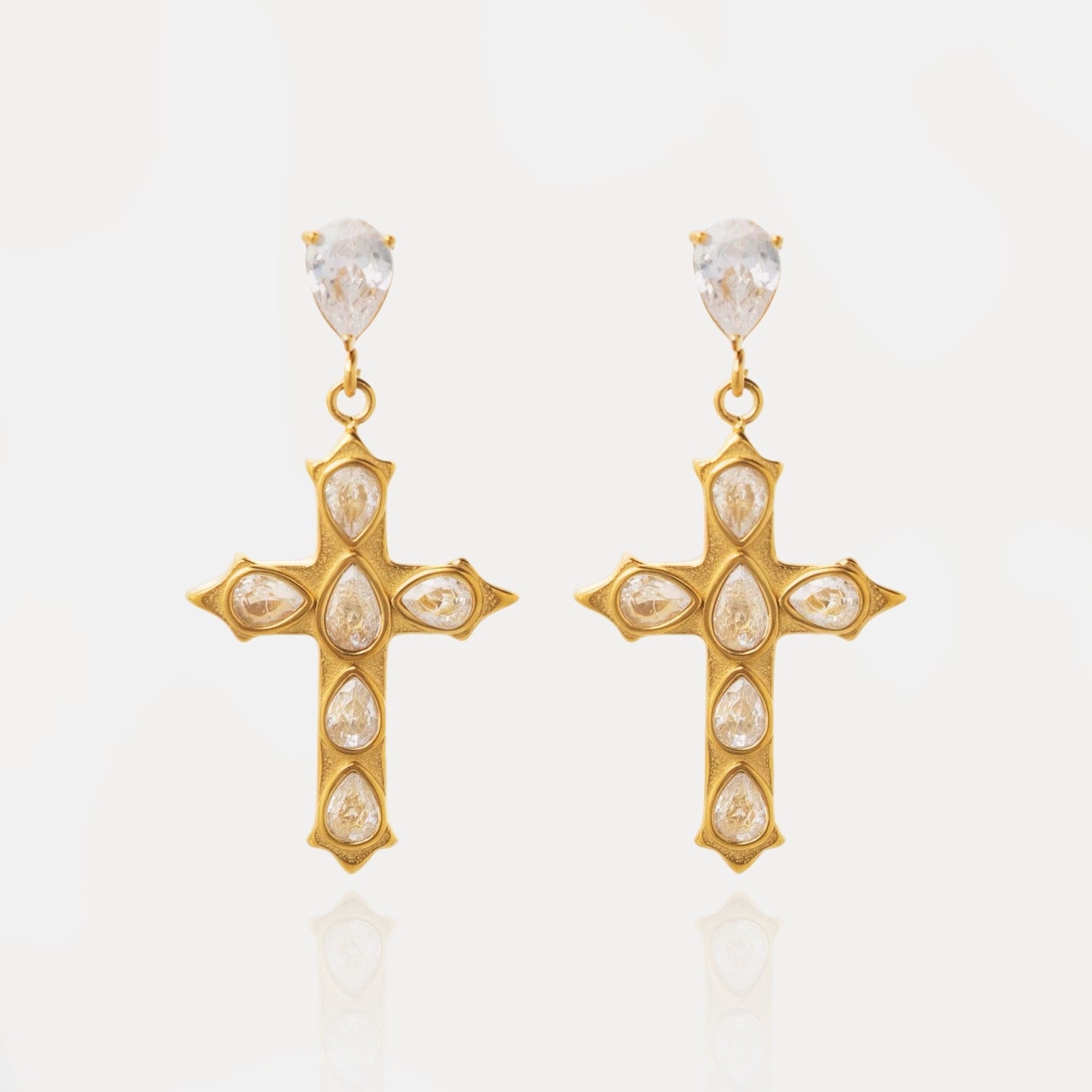 Cross Diamante Earrings