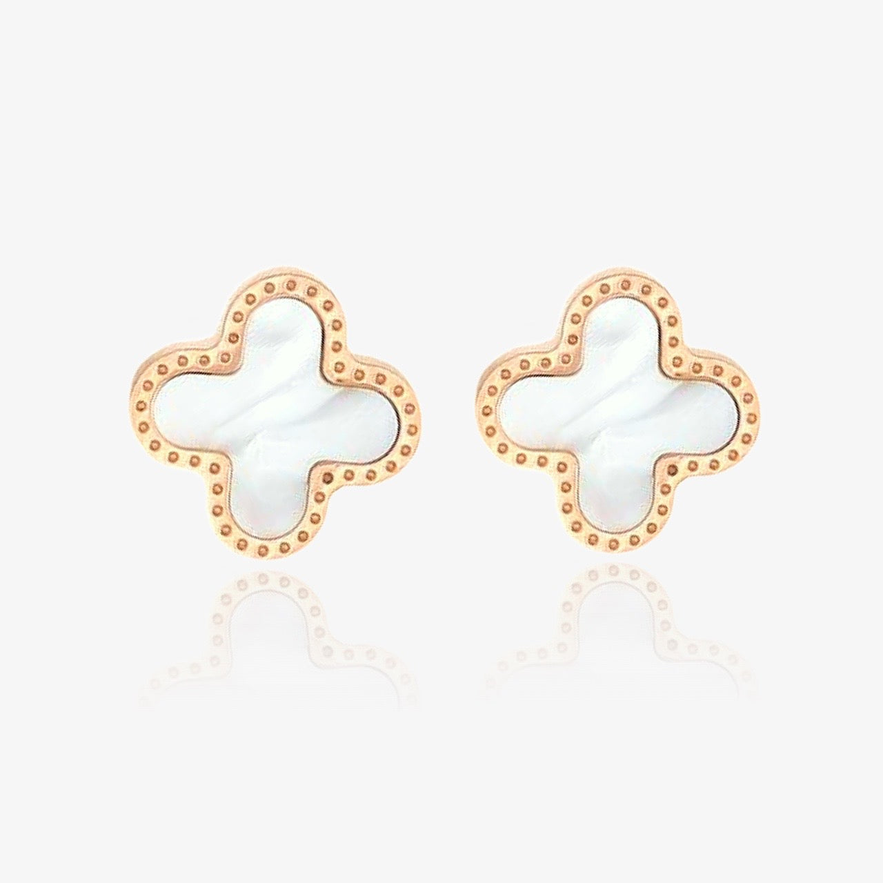Dainty Clover Stud Earrings White