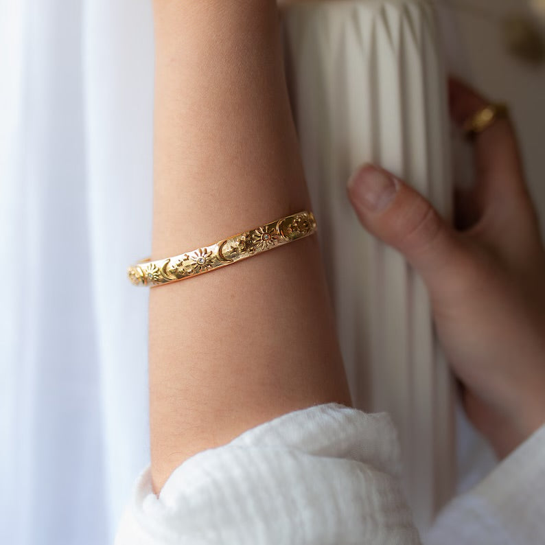 Sun And Moon Bangle Bracelet