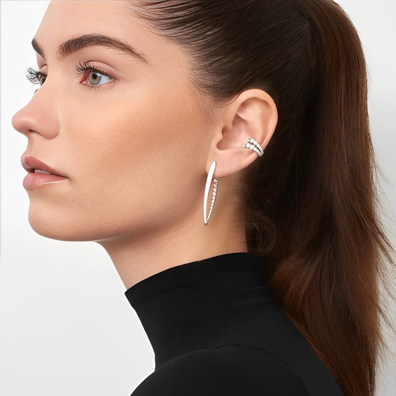 Dainty Pave Crystal Cuff Earrings