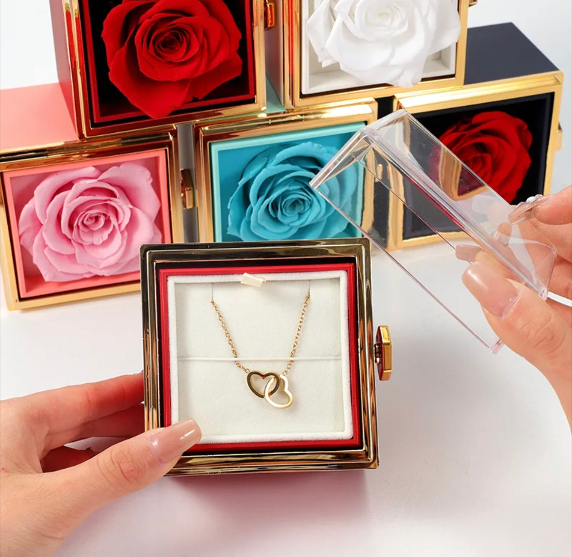 Eternal Rose With Custom Engraved Necklace