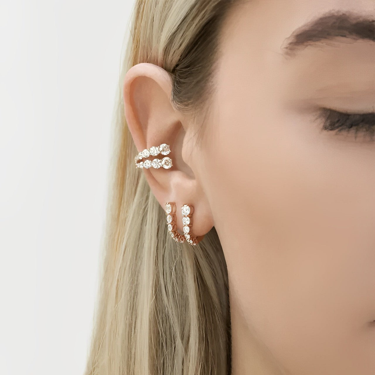 Dainty Pave Crystal Cuff Earrings