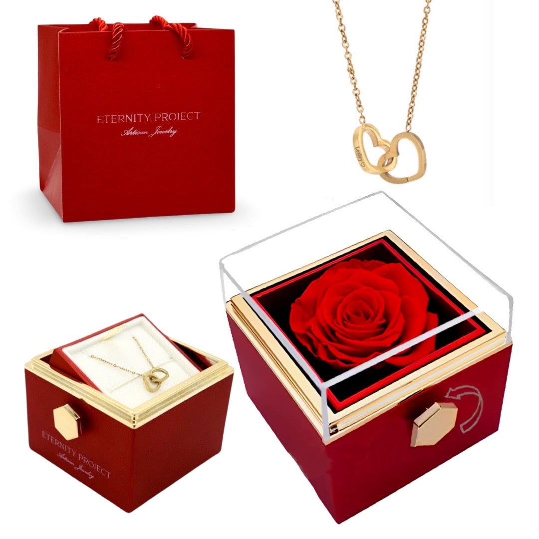 Eternal Rose With Custom Engraved Necklace