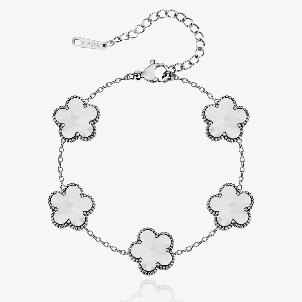 Flower Clover Bracelet White