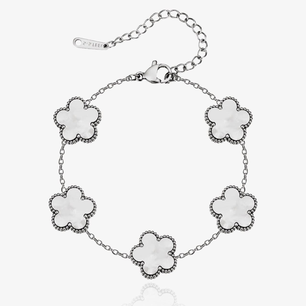 Flower Clover Bracelet White