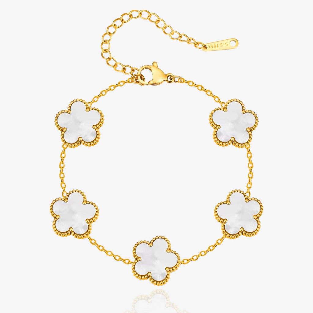 Flower Clover Bracelet White