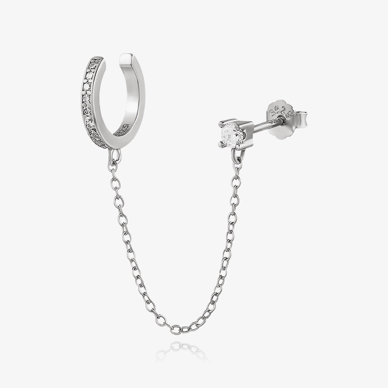 Diamond Cuff Earring Sterling Silver